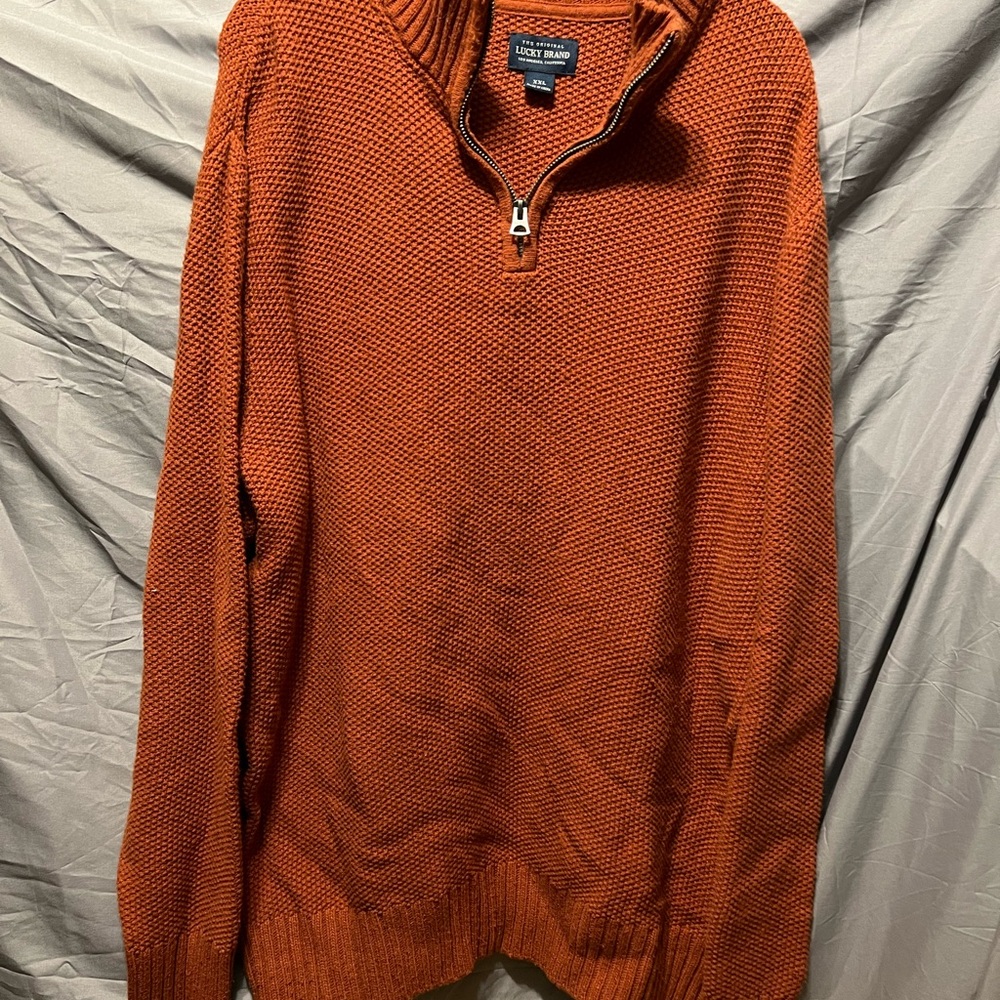 Lucky Brand Men's Rust Zip-Up Sweater